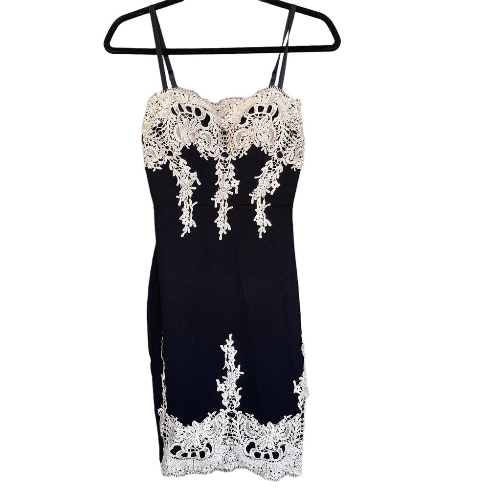 Haute‎ Monde Dress Womens Small Black Dripping Lace Crochet Detail